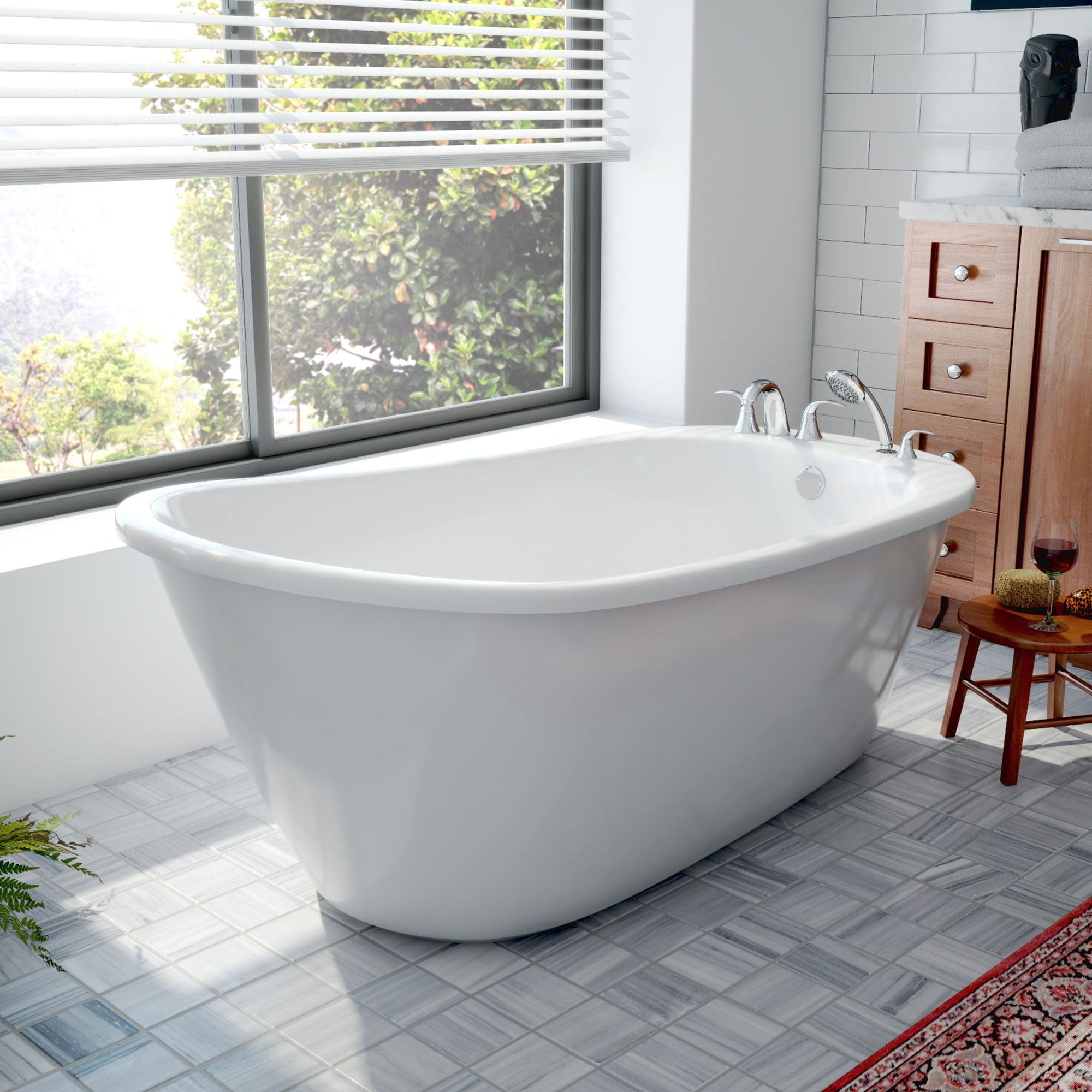 Seneca 60" White Acrylic Freestanding Soaking Tub