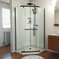 thumbnail image 1 of Prism 42 Inch x 74-3/4 Inch Frameless Neo-Angle Pivot Shower Enclosure with Corner Drain Shower Base, 1 of 16