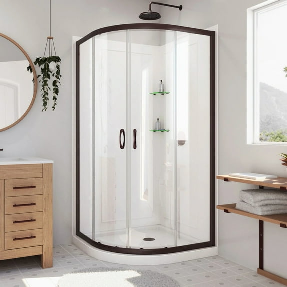 Dreamline Dl-6153-Cl Prime 36" Wide X 76 3/4" High Semi-Frameless Clear Glass Sliding