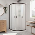 thumbnail image 1 of Prime 36 Inch x 76-3/4 Inch Semi Frameless Frosted Glass Sliding Shower Enclosure in Matte Black with Base and Backwall, 1 of 16