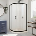 thumbnail image 1 of Prime 38 Inch x 74-3/4 Inch Semi Frameless Frosted Glass Sliding Shower Enclosure in Chrome with Black Base Kit, 1 of 15