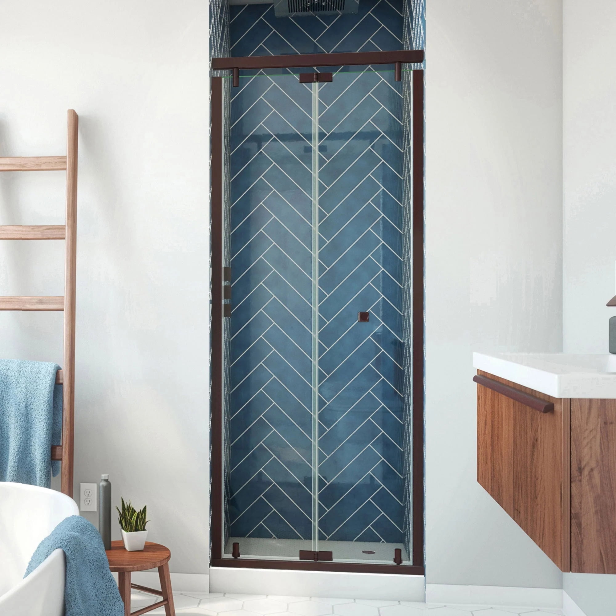 Butterfly-S Oil Rubbed Bronze Semi-Frameless Bi-Fold Shower Door