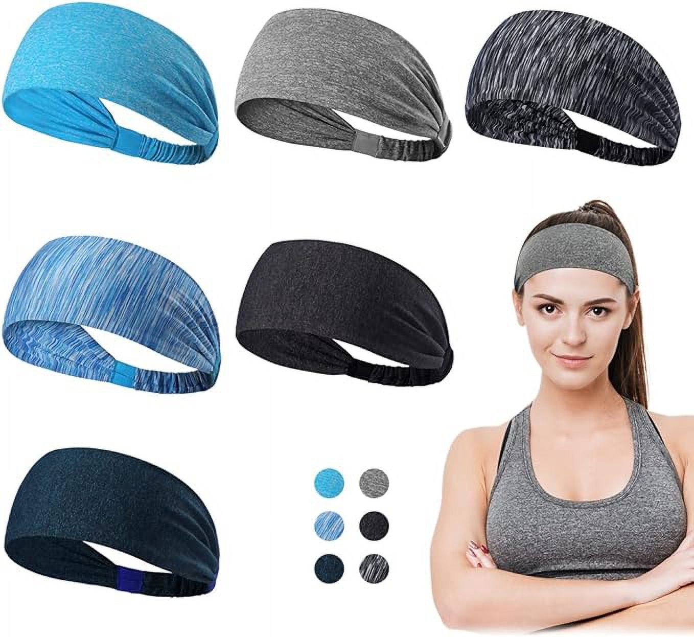 Dreamlover Workout Headbands for Women, Sweatbands for Women, Yoga Headbands  for Women Athletic, Sports Headbands for Exercise, 6 Pieces 
