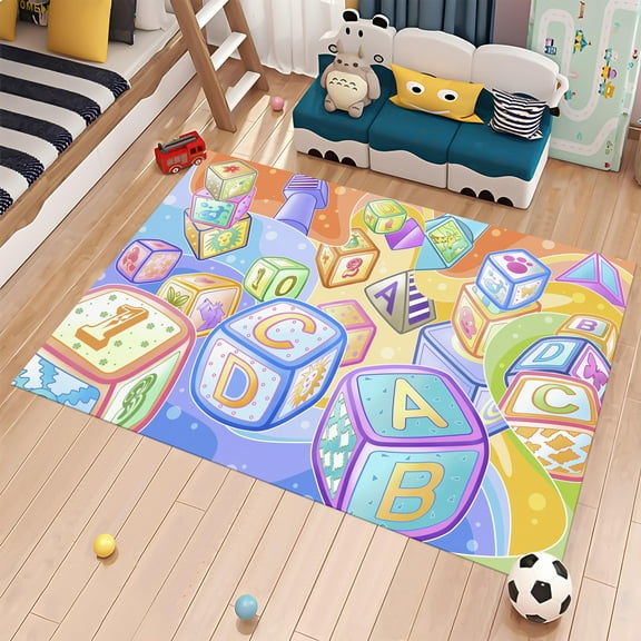 Dreammotif Area Rugs ABC Education Rug Non Slip Carpet for Children Bedroom, Toddler Classroom and Baby Playroom Mat
