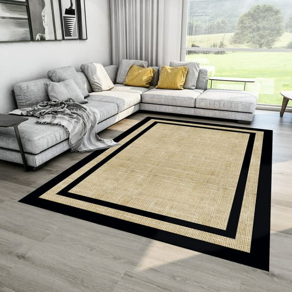 Dreammotif Beige Vintage Modern Area Rug for Living Room - 4 x 6 ft Machine Washable, Thin, Non Slip Backing Carpet
