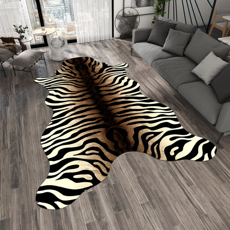 Zebra Skin Rug Zebra Printed Hide Rug Zebra Hair On Hide Four Hands