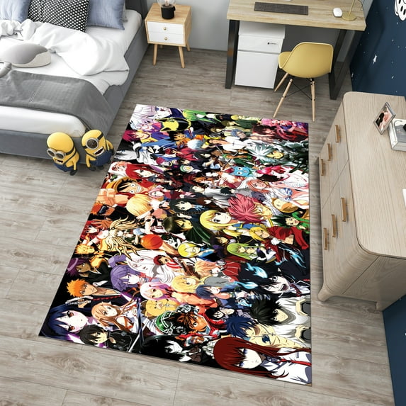 Dreammotif Colorful Anime Characters Area Rug, Modern Living Room Decor, Big Bedroom Carpet, Game Room Floor Mat, Vibrant Teen Room Accent