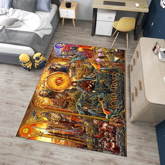Dreammotif Colorful LOTR Movie Characters Modern Rug, Area Rugs For Living Room, Game Room Decor, Bedroom Decor For Teens, Big Rugs For Bedroom