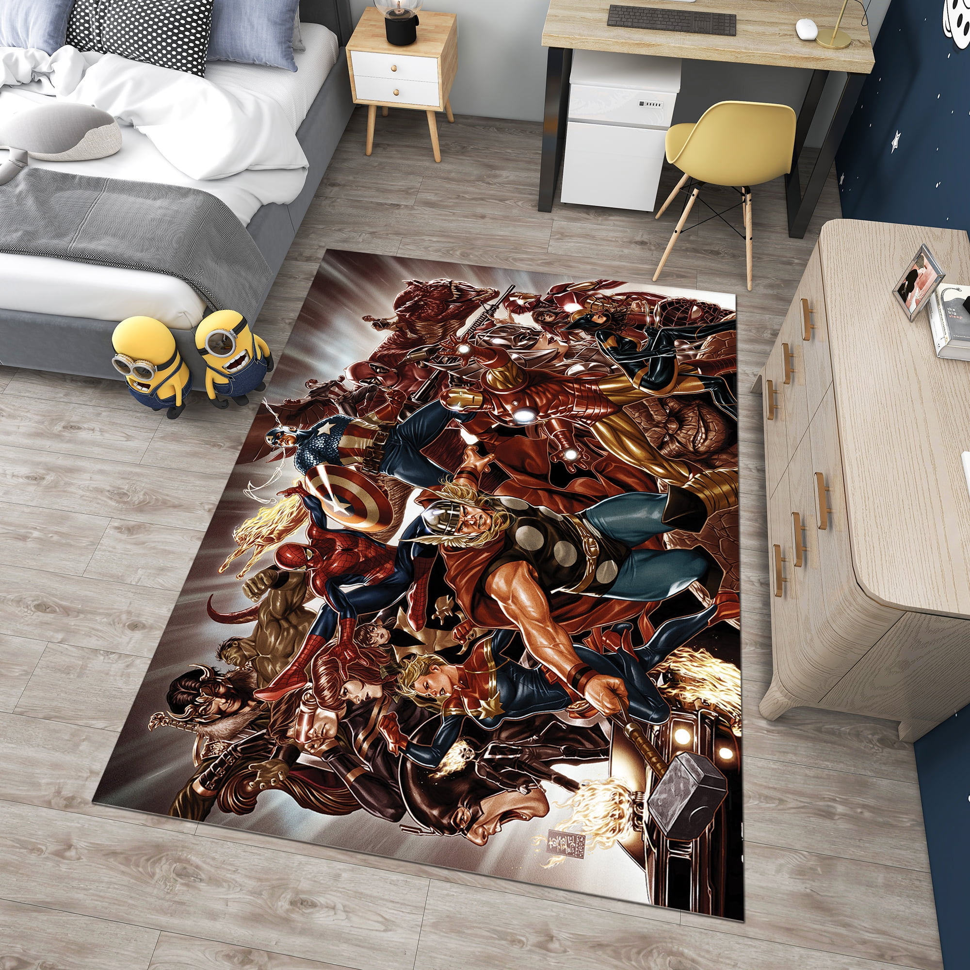 Dreammotif Colorful Marvel Characters Area Rug Modern Game Room Decor Bedroom Decor For Teens Living Room Big Rug Walmart