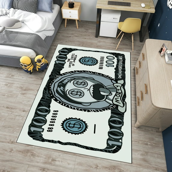 Dreammotif Colorful Modern Money Rug, Large Area Rug, Game Room Decor, Living Room, Bedroom Decor For Teens, Durable, Stylish