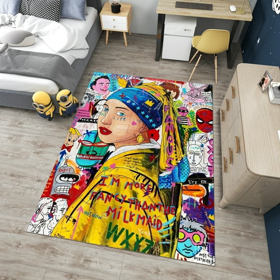 Dreammotif Colorful Pop Art Rug, Modern Area Rugs, Game Room Decor, Teen Bedroom Decor, Living Room Area Rugs, Big Bedroom Rug