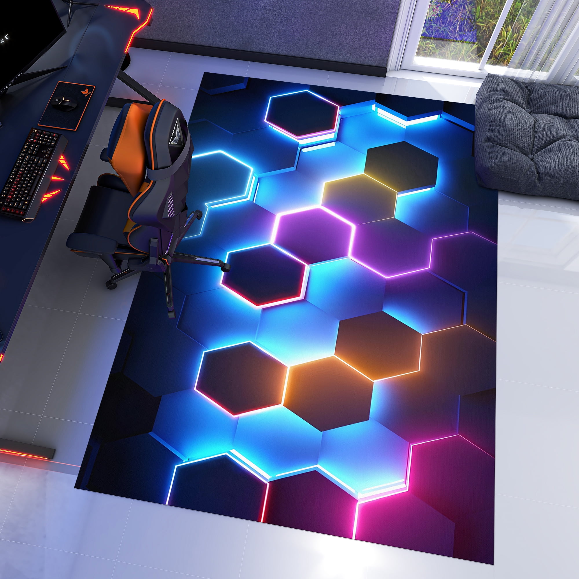 Gray Hexagon Pattern Modern Simplicity Geometric Rug For Bedroom Living Room Sofa Rugs Floor Mat main image 1