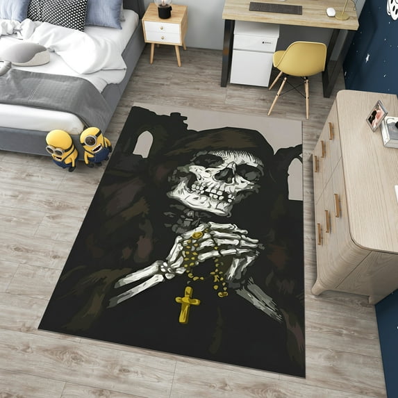 Dreammotif Horror Skull Rug, Colorful Modern Area Rug, Game Room Decor, Bedroom Decor For Teens, Large Living Room Carpet