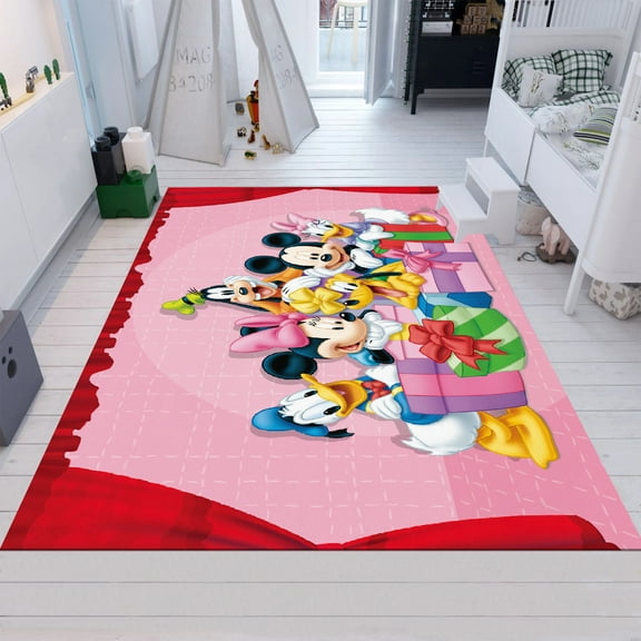 Dreammotif Mickey and Mini Mouse Themed Rug - Anti Allergic Machine Washable Non-Slip Floor Rug - Soft Kids Room Rug