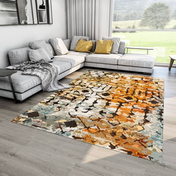 Dreammotif Mixed Patchwork Modern Area Rug for Living Room - 2.6 x 4 ft Machine Washable, Thin, Non Slip Backing Carpet