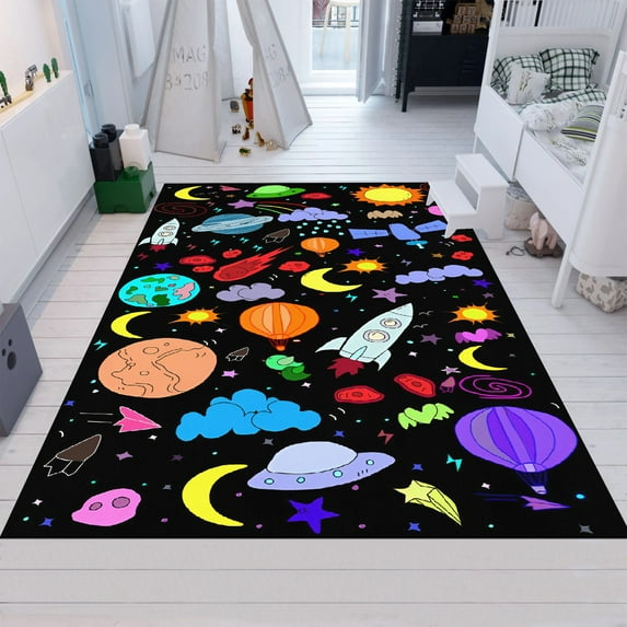 Dreammotif Space Rug,Galaxy Rug,Planet Rug,Home Decor,Solar System,Kids Room Rug, Non Slip Rug, - High Quality, Soft and Durable, Perfect for Children's Room