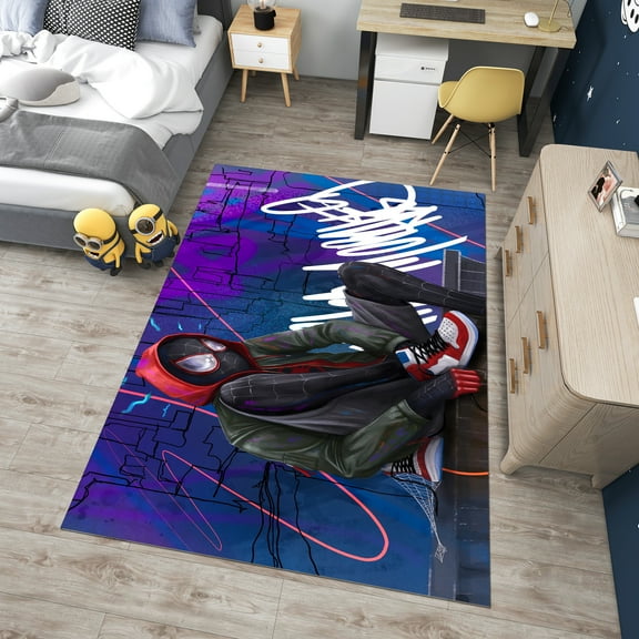 Dreammotif Spider Man Area Rug, Modern Game Room Decor, Colorful Living Room Rug, Large Bedroom Rug For Teens, Vibrant Floor Carpet