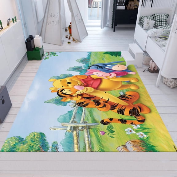 Dreammotif Winnie De Pooh Inspired Carpet Rugs Home Decor Soft Flannel Bedroom Mat - High Quality, Soft and Durable, Perfect for Children's Room