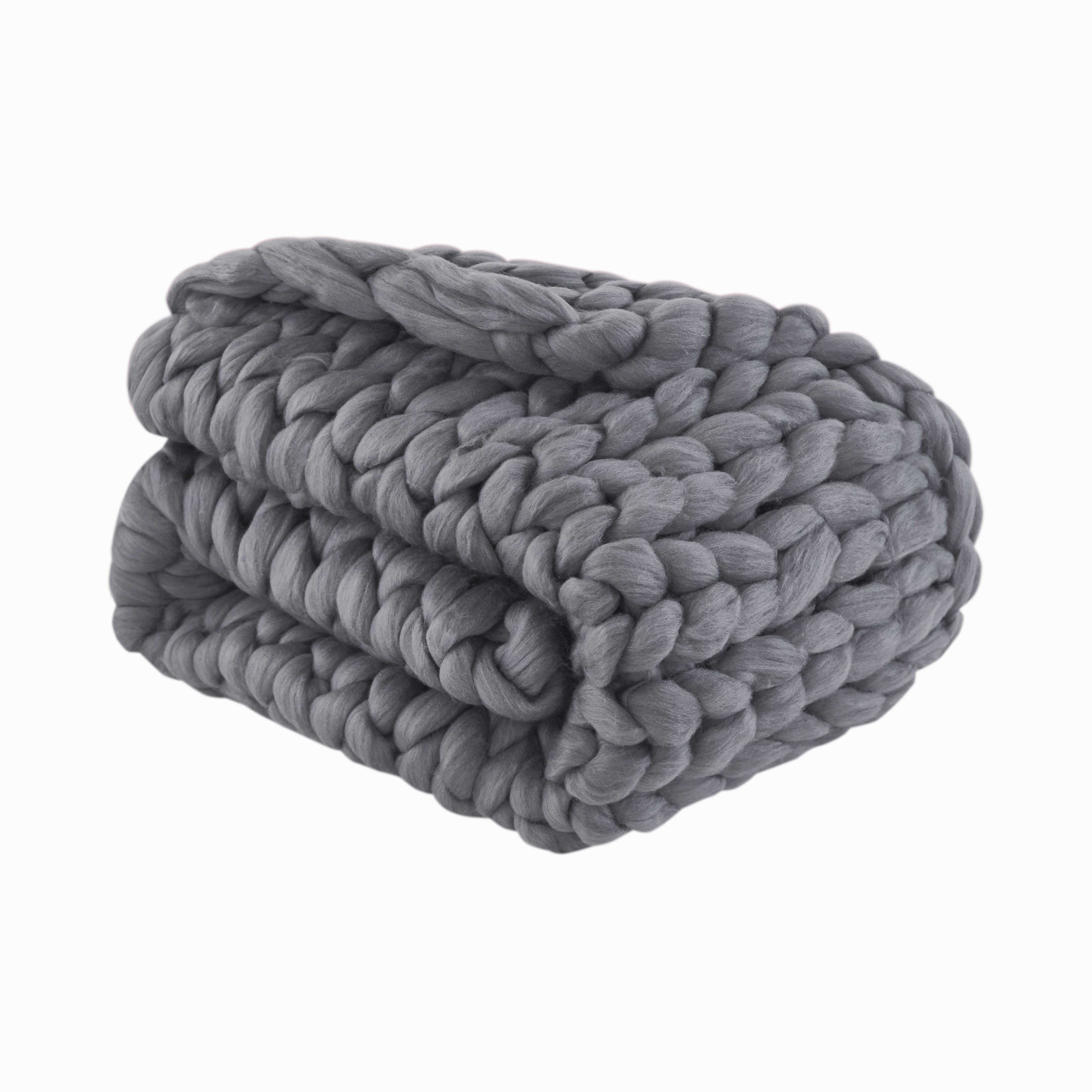 Dreamnest Chunky Knit Throw 50 x 60 inches, Dark Gray, Adult