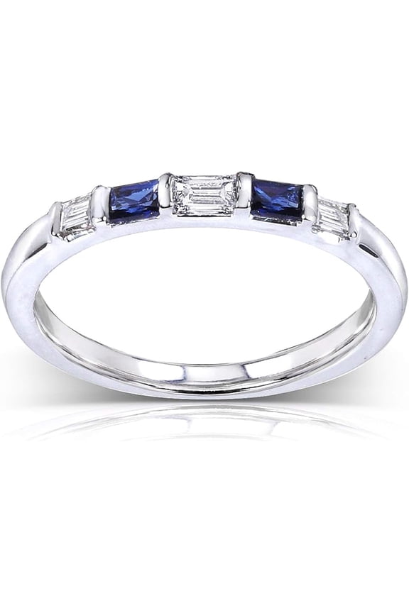 1.00Ct Baguette Cut Sapphire & Diamond Engagement Wedding Stackable Band Ring 14K White Gold Plated 925 Sterling Silver For Women's -8
