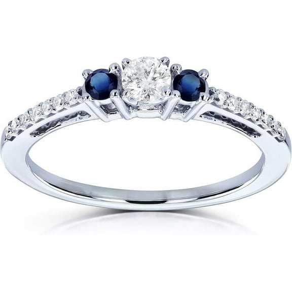 Dreamofdazzles Jewels 1.10 Ct Round Cut Sapphire & White Diamond Engagement Wedding Promise Eternity Band Ring 14K White Gold Plated 925 Sterling Silver For Women's -8.5