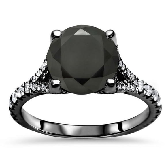 Dreamofdazzles Jewels 1.90Ct Round Cut Black Diamond Engagement Wedding Band Ring 14K Black Gold Plated 925 Sterling Silver For Women's -6.5