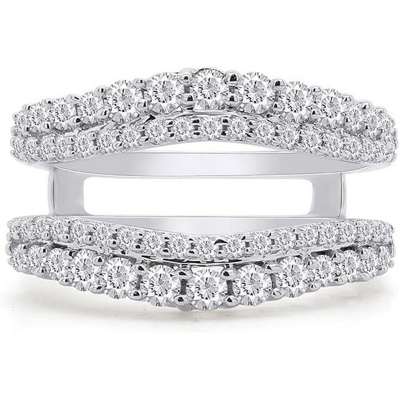 Dreamofdazzles Jewels 14K White Gold Plated 2.21 Ct Round Cut White Diamond Engagement Christmas Thanksgiving Enhancer Guard Wrap Ring 925 Sterling Silver For Women's -9.5