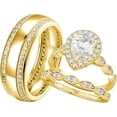 thumbnail image 1 of Dreamofdazzles Jewels 2.00 Ct Pear Cut Diamond Womens Wedding Trio Ring Set 14K Yellow Gold Plated 925 Sterling Silver -9.5, 1 of 2