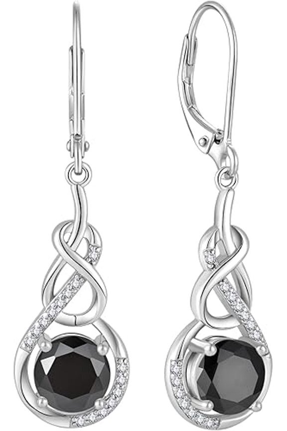 2.00 Ct Round Cut Black Diamond Womens Drop Earrings 14K White Gold Plated