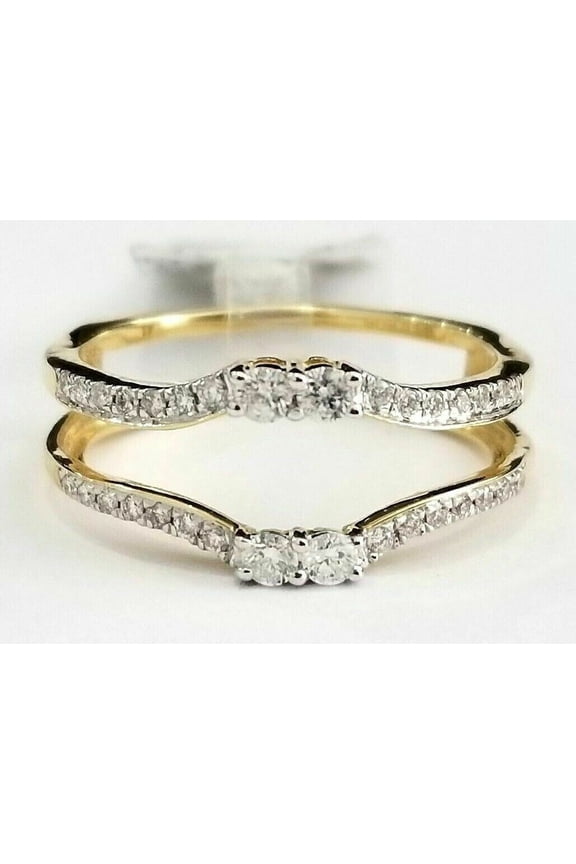 2.00 Ct Round Cut Diamond Womens Wedding Enhancer Guard Wrap Ring 14K Yellow Gold Plated 925 Sterling Silver -6.5