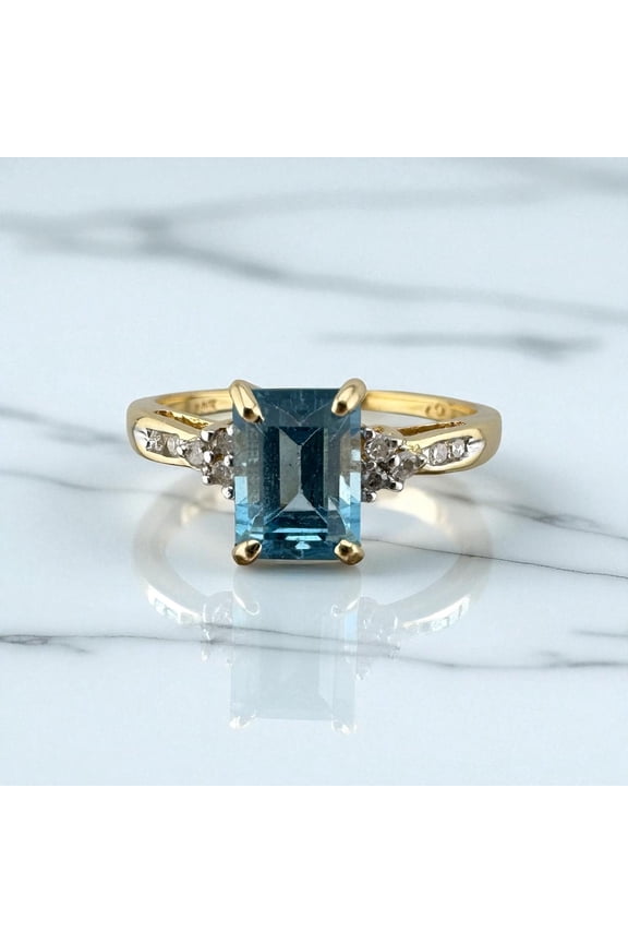 2.00 Ctw Emerald Cut Topaz & Diamond Wedding Anniversary Engagement Band Ring 14K Yellow Gold Plated 925 Sterling Silver 925 Sterling Silver -5