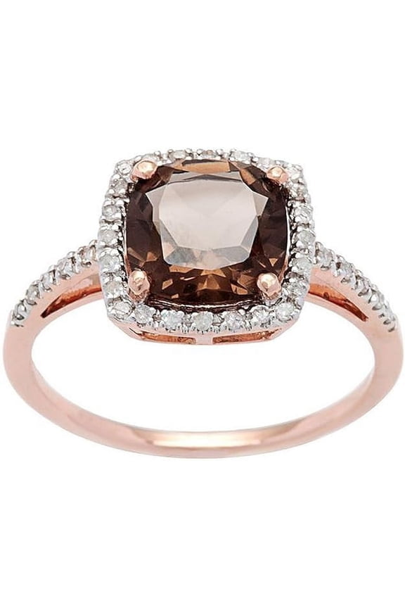 2.10 Ct Cushion Cut Brown Diamond Engagement Wedding Christmas Thanksgiving Halo Ring 14K Rose Gold Plated 925 Sterling Silver For Women's -9.5