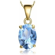 Dreamofdazzles Jewels 2.10 Ctw Oval Cut Blue TopazWomens Pendant 14K Yellow Gold Plated 925 Sterling Silver