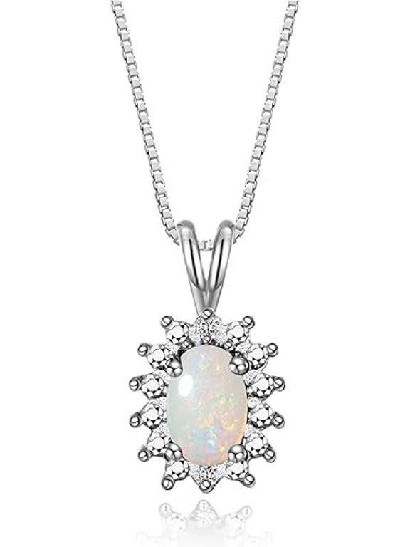 2.10 Ctw Oval Cut Fire Opal Womens Pendant 14K White Gold Plated 925 Sterling Silver