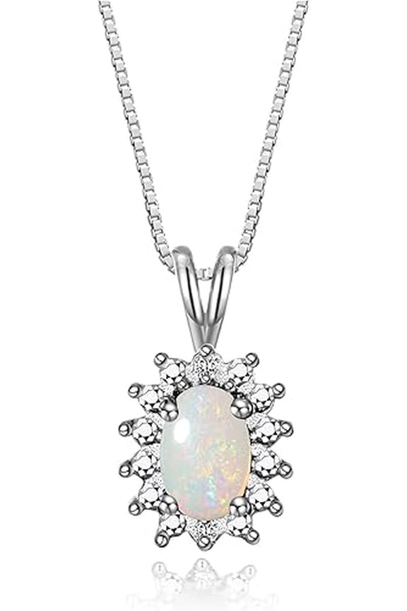 2.10 Ctw Oval Cut Fire Opal Womens Pendant 14K White Gold Plated 925 Sterling Silver