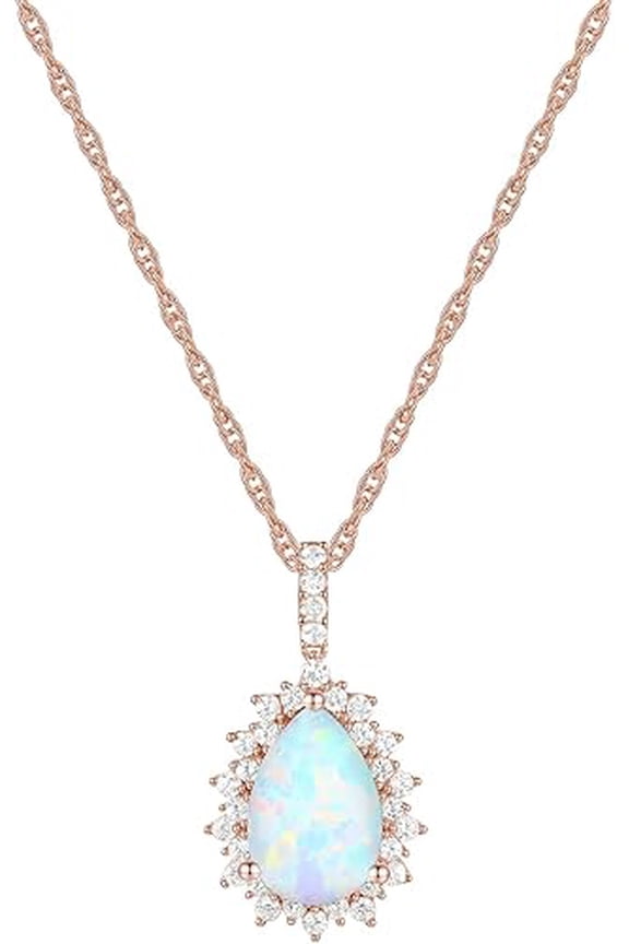2.10 Ctw Pear Cut Fire Opal Womens Pendant 14K Rose Gold Plated 925 Sterling Silver