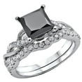 thumbnail image 1 of Dreamofdazzles Jewels 2.40 Ct Princess Cut Black Diamond Engagement Wedding Thanksgiving Christmas Bridal Ring Set 14K White Gold Plated 925 Sterling Silver For Women's -6.5, 1 of 3