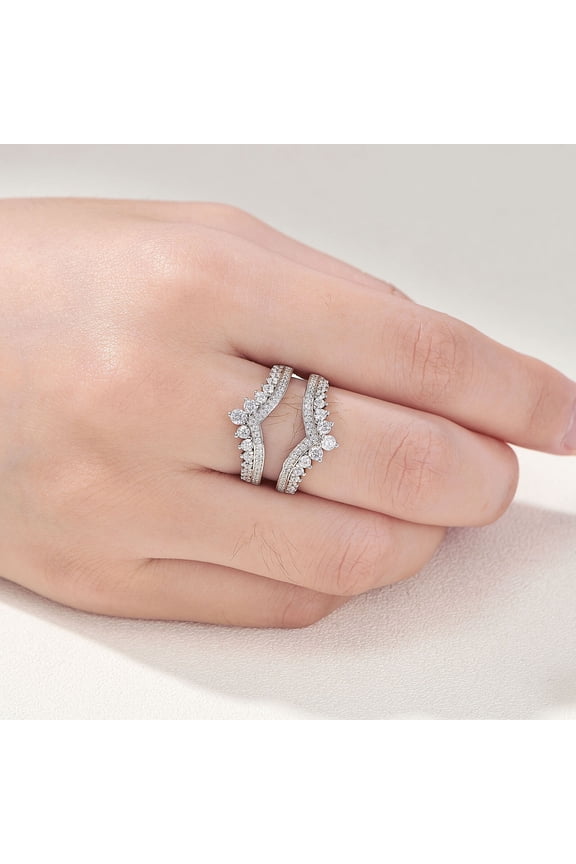 2.40 Ct Round Cut Diamond Womens Wedding Enhancer Guard Wrap Ring 14K White Gold Plated 925 Sterling Silver -4