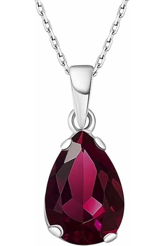 3.00 Ct Pear Cut Pink Ruby Womens Pendant With Chain 14K White Gold Plated 925 Sterling Silver