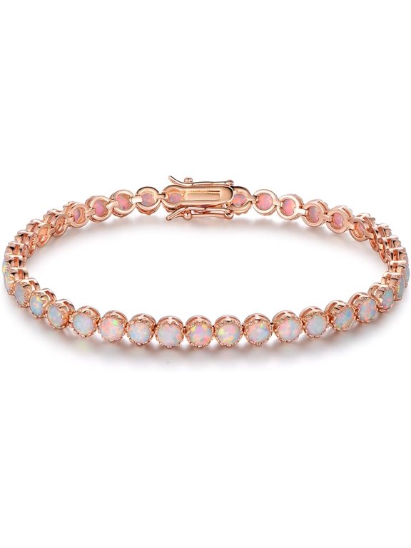 5.00 Ctw Round Cut Fire Opal Womens Tennis Bracelet 14K Rose Gold Plated 925 Sterling Silver