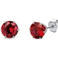 thumbnail image 1 of Dreamofdazzles Jewels 925 Sterling Silver 1.52 Ct Round Cut Red Ruby Engagement Wedding Push Back Stud Earring's 14K White Gold Plated For Women's, 1 of 2