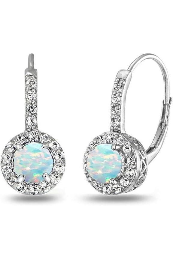 925 Sterling Silver 1.60 Ct Round Cut Fire Opal Leverback Drop Dangle Earring's 14K White Gold Plated For Women's
