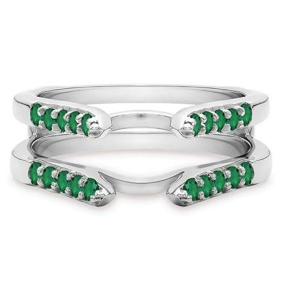 Dreamofdazzles Jewels 925 Sterling Silver 1.88 Ct Round Cut Green Emerald Engagement Thanksgiving Christmas Enhancer Wrap Guard Ring 14K White Gold Plated For Women's -6