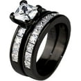 thumbnail image 1 of Dreamofdazzles Jewels 925 Sterling Silver 2.30 Ct Princess Cut White Diamond Wedding Engagement Thanksgiving Christmas Bridal Ring Set 14K Black Gold Plated For Women's -4, 1 of 5