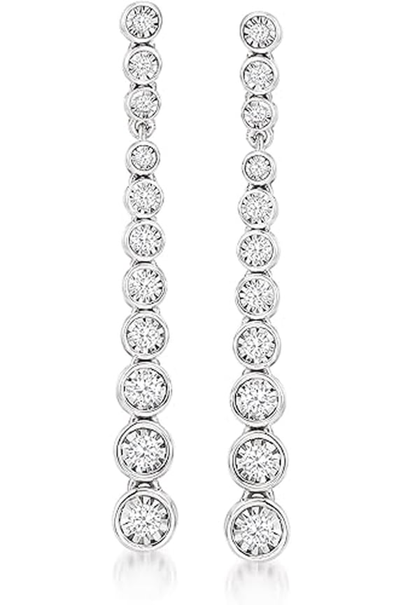 925 Sterling Silver 3.00 Ct Round Cut Diamond Long Drop Earring's 14K White Gold Plated For Women's