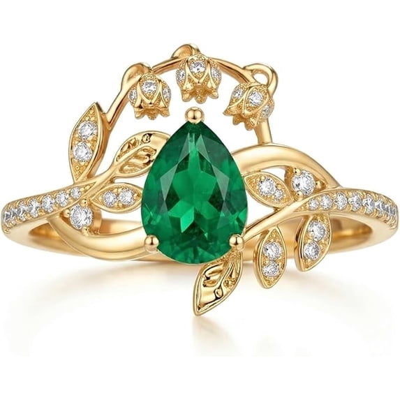 Silver Pickup Rings Dreamofdazzles Jewels Gold Plated 925 Sterling Silver Pear Cut Green ...