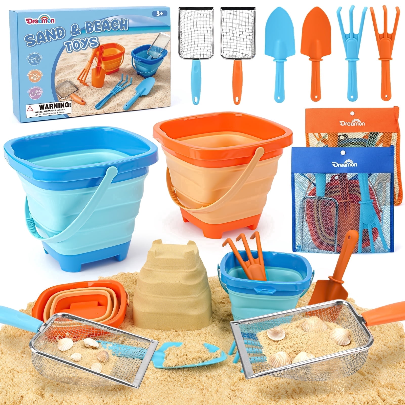 Dreamon Kids Beach Toy Set, Portable Sandcastle Building Tools, 10