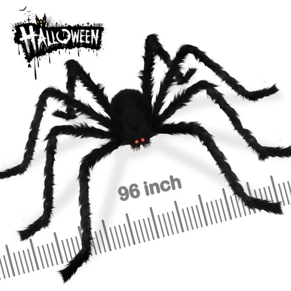 Dreampark 8.0 Ft Halloween Giant Spider, Fake Large Hairy Spider Decorations, Scary Virtual Realistic Spider Props for Indoor Outdoor Creepy Decor Black