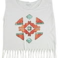 thumbnail image 1 of Dreamr Womens Pattern Fringe Muscle Tank Top, White, Medium, 1 of 2