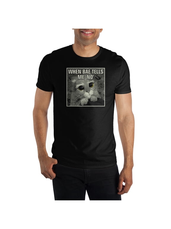 Dreamrks Animated Shrek Puss In Boots Meme Black Shirt -XL